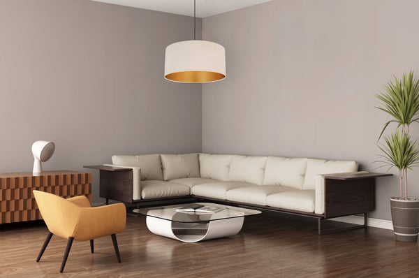 HÆNGENDE LAMPE LOFTSKRONE GYLDEN FLØJLSSKÆRM