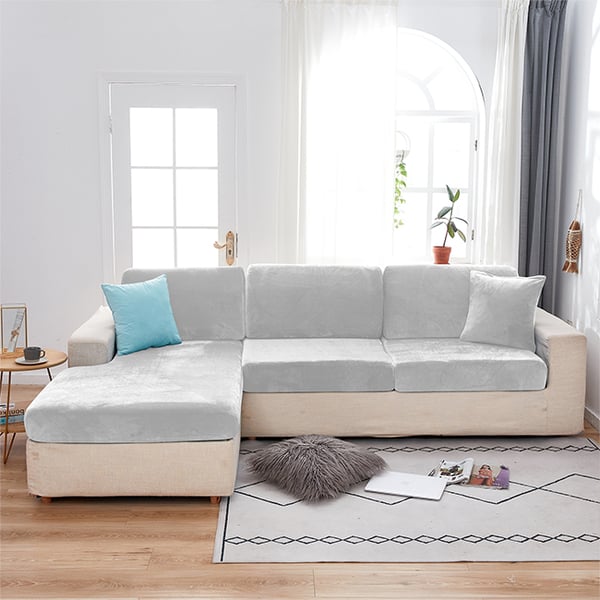 Sohvan istuinpäällinen, samettia, vaaleanharmaa 100-125cm