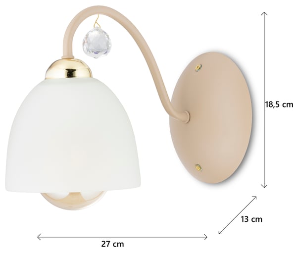 Tina Beige lasinen seinävalaisin 1xE27