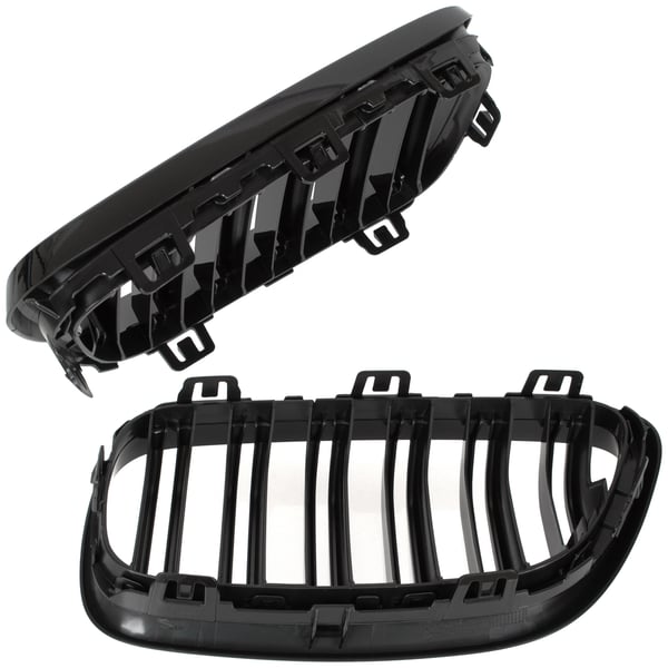 BMW 2 F23 2014- gitter mellem forlygterne (nyrerne) venstre + højre sæt SORT GLOSSY DOBBELT BAR