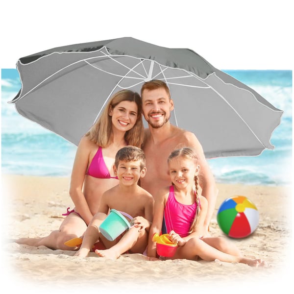Strandparasoll med UV-filter - grå