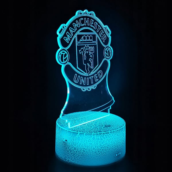 Manchester Uniteds vapensköld nattlampa för barn 16 LED 3D + fjärrkontroll