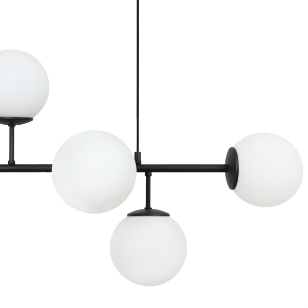 SIENA SORT LOFTLAMPE 6 FLADE HVIDE LAMPESKÆRME E14 LANGE ARME