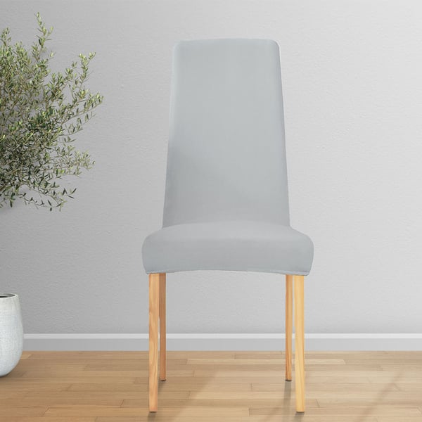 Tuolinpäällinen, kapea selkänoja, paksu samettiplyysi, vaaleanharmaa
