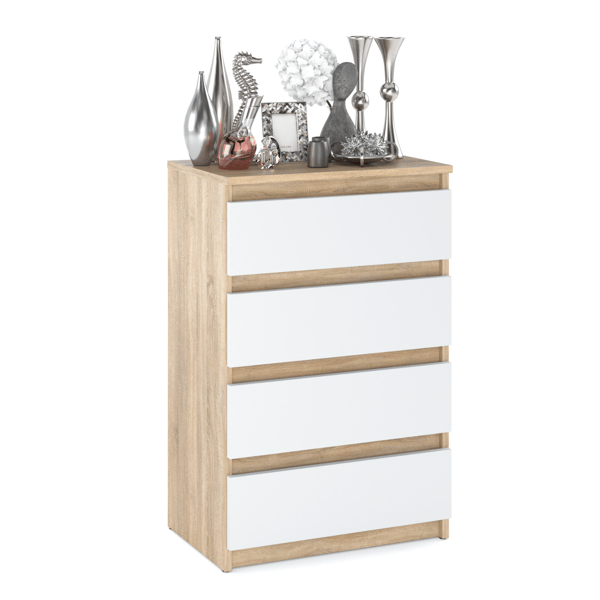 Kommode 60 CM 4S Sonoma Eg Hvid TV-skab Stuemøbel