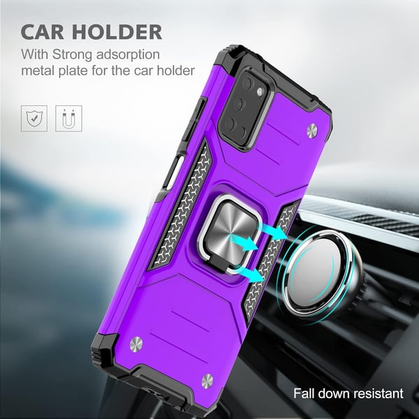 Silikonecover til Samsung Galaxy A03s/A02S med holder lilla + 2x glas