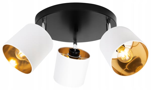 GAMA loftlampe, justerbar lysvinkel, 3 E27 pærer, hvid, gylden midte