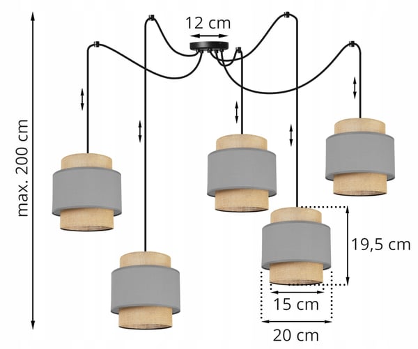Hængende lampe, loftslysekrone, lampeskærm, boho juta