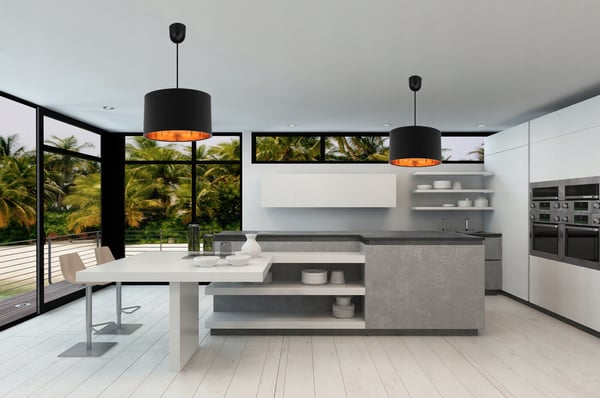 Lofthængende lampe med gylden center LED