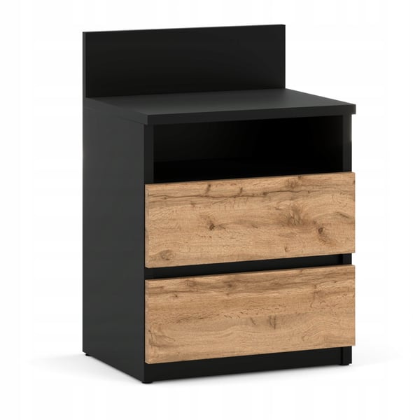 Sängbord Svart Ek Wotan 40cm 2S Hylla Sovrumsmöbler Sängbord Svart Ek Wotan 40cm 2S Hylla Sovrumsmöbler