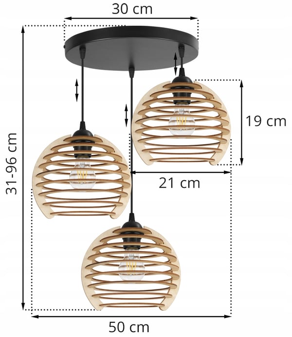 Hængende lampe, loftslysekrone, træ, LED lampeskærm