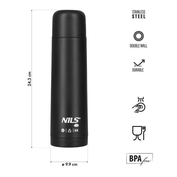 Termosmuki matkailu 500 ml musta NILS CAMP NC3803