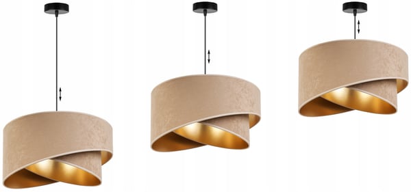 HÆNGENDE LAMPE LOFTSKRONE GYLDEN FLØJLSSKÆRM