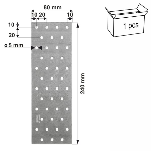 Perforerede plader NP20/80/240 80x240 x2mm