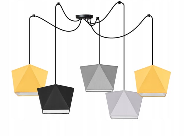Lofthængende lampe med loftskrone og edderkopskærm