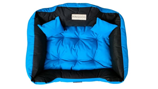 Hundeseng kennel KINGDOG 100x75 cm personaliseret vandtæt blå