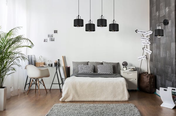 VÆGLAMPE, FIRKANTET LAMPE, LOFTSLAMPE, SORT LED-LAMPE