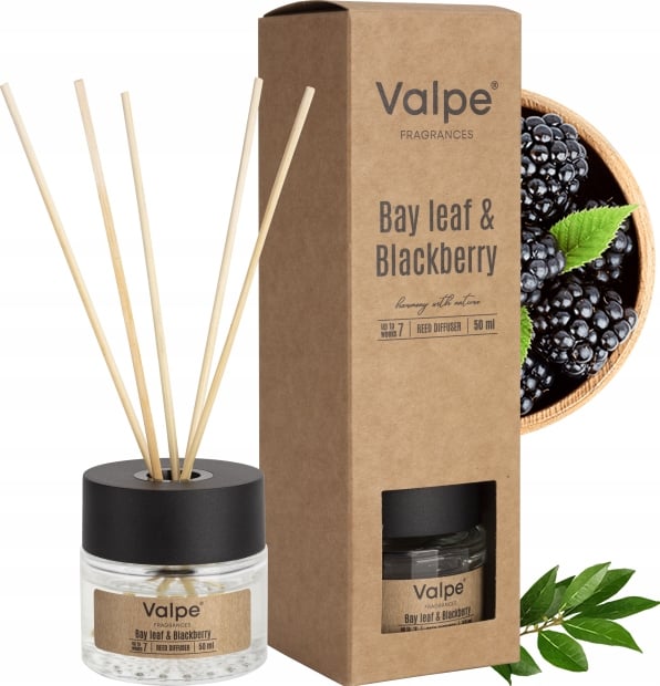 VALPE aromadiffuser med pinde laurbærblad - bjørnebær 50 ml