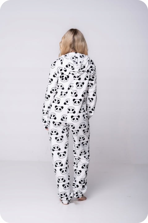 Kigurumi jumpsuit pyjama vit panda onesie kostym