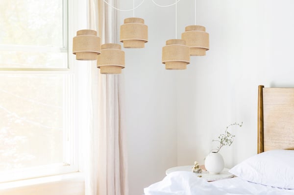 Hængende lampe, loftslysekrone, lampeskærm, boho juta