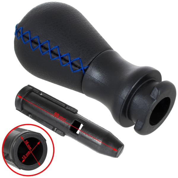 Peugeot 206 / 206+ gearkasse greb sort læder blå tråd 5 gear adapter 2 stk