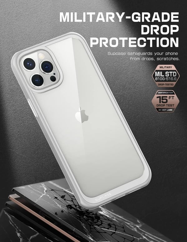 Supcase-skal för Apple iPhone 13 Pro, genomskinligt, skyddande och förstärkt skal