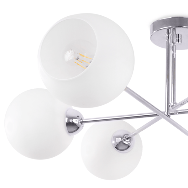 ASTURIA LOFTLAMPE KROM 6 PLADER HVID LAMPESKÆRM E27