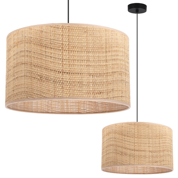 RATTAN HÆNGELAMPE SORT 1 FLAD RATTAN LAMPESKÆRM 35CM