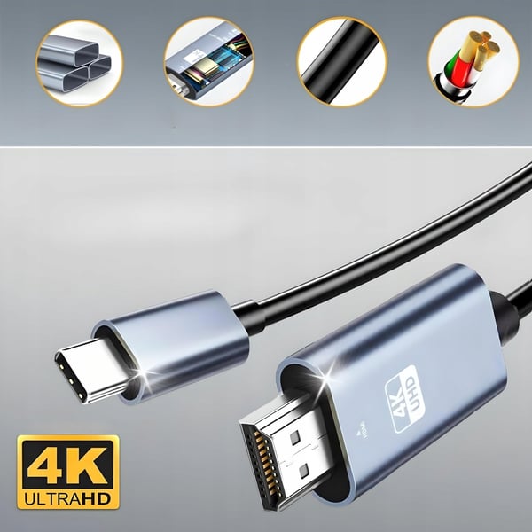 USB C til HDMI 2.0 Kabel 2M KABELADAPTER UHD 4K 60Hz MHL 2M