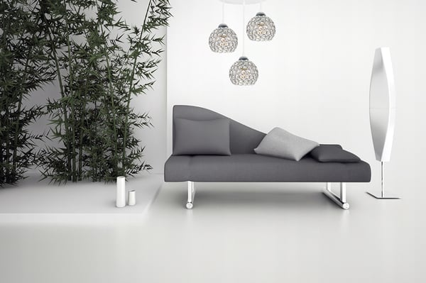 Kromhængende lampe med LED-krystal til loftet