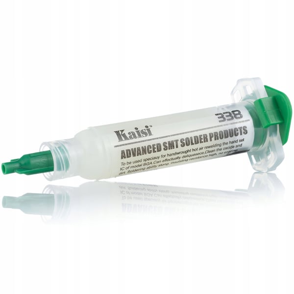 Rosfix Flux 338 -juotospakkaus + nestemäinen tina 183°C + 2 kpl mäntää, 2 kpl neulaa + Rosfix Flux -juotosfluksi RMA-223 männän ja neulan kanssa