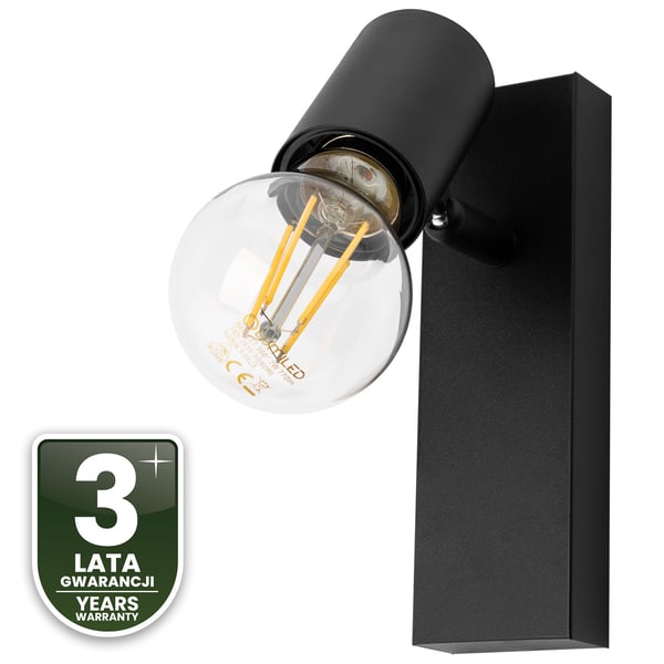 Væglampe LED Spotlight Loft Flytbar Wall Spot E27 GLASA Sort Lumiled
