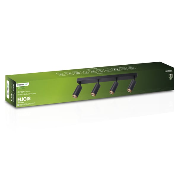 Loftlampe LED Spotlight 4x GU10 Rør Spot ELIGIS Sort LUMILED