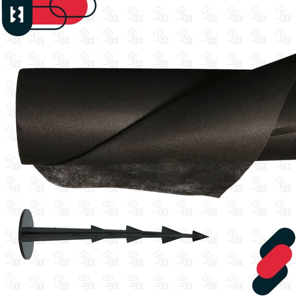KOTARBAU® Ukrudtsbeskyttelsestekstil Universal Til Ukrudt Sort 50 G/M2 Rulle 0,8 X 50 M + Pløkker