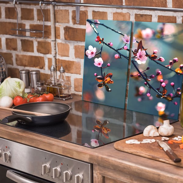 TMK ArtDeko Glas skærebræt 2x 30x52 blomster