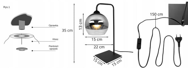 KROM KUGLE LED NATLAMPE TIL SKRIVEBORD