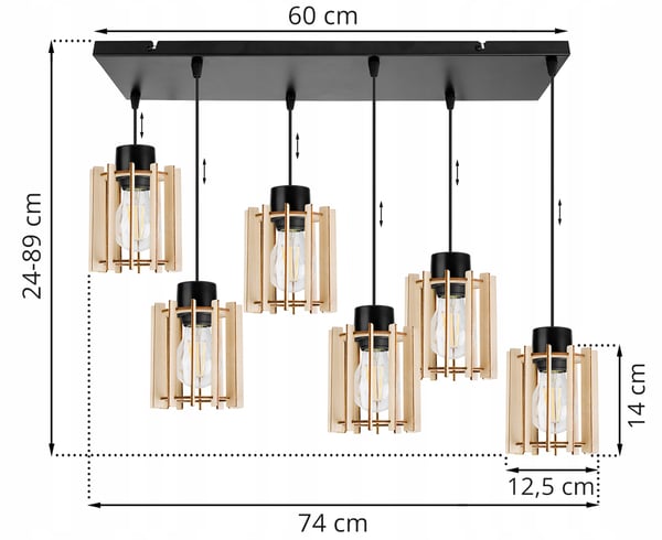 Hængende lampe, loftslysekrone, træ, LED lampeskærm