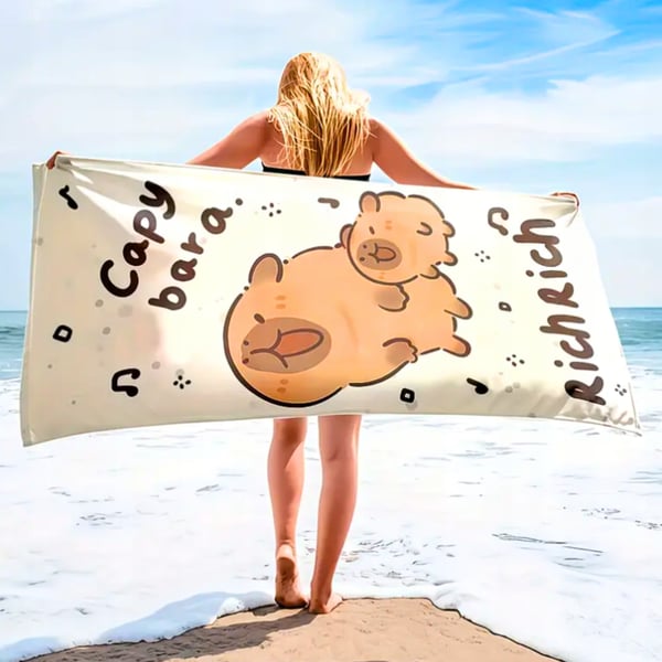Mikrofiberstrandhandduk Capybara Snabbtorkande 3D 150x75 cm
