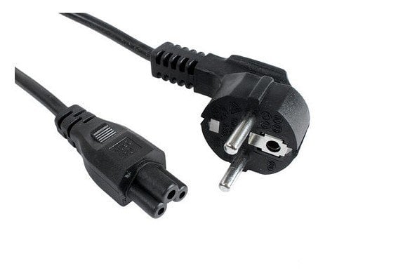 Akyga AK-NB-01A CEE 7/7 - IEC C5 bärbar datorströmkabel (klöverblad) 250V/50Hz 2.5A 1.5m svart