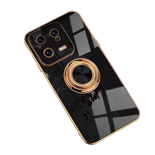 Beskyttende silikone bagcover med ring til Xiaomi 13 Pro sort med guld