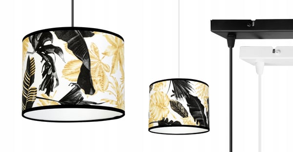 Lofthængende lampe, lampeskærm, gyldne blomster, LED