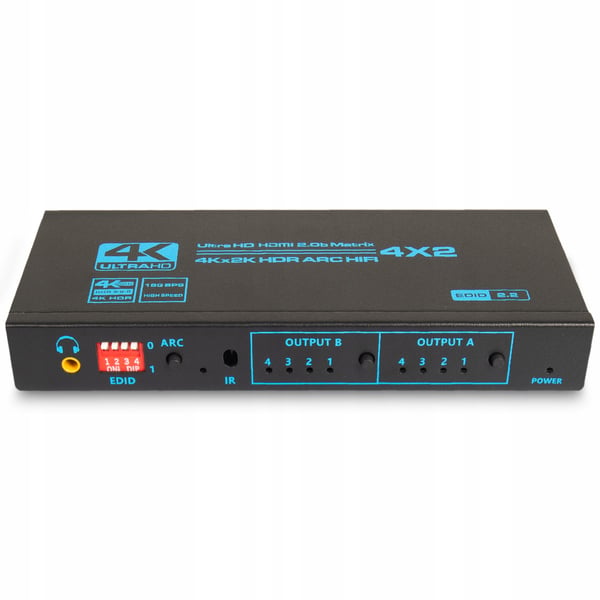 MATRIX HDMI 2.0 4x2 SWITCH SPLIT 4K 60HZ HDCP 2.2 HDR SPDIF TOSLINK ARC