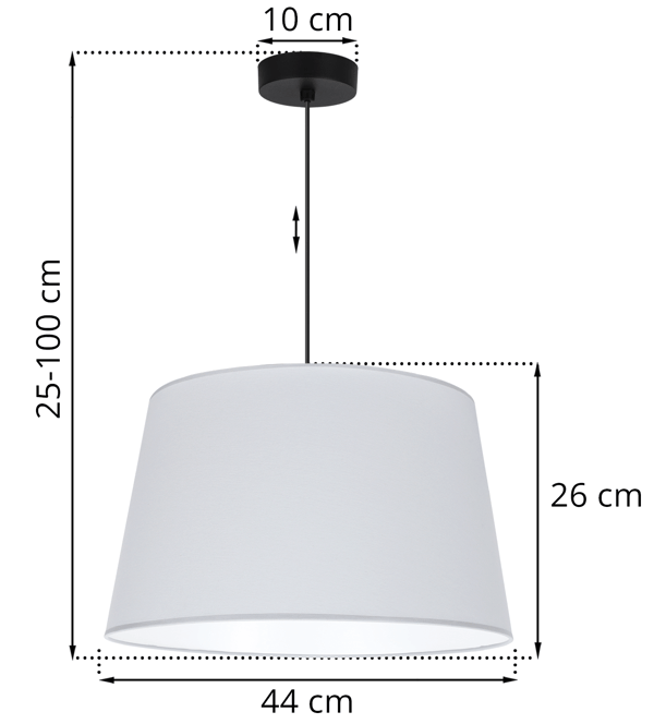 GAJA KEGLEHÆNGELAMPE SORT 1 FLAD LYS GRÅ LAMPESKÆRM 44CM