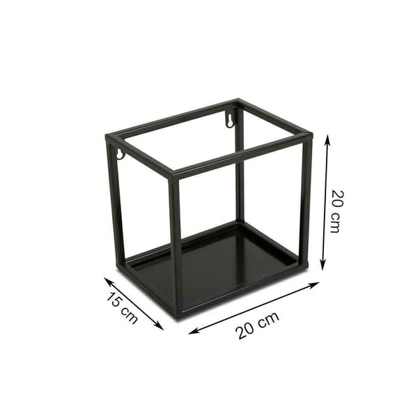 Vägghängande hylla svart metall 20 cm