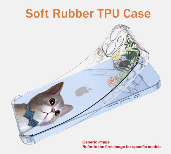 Gennemsigtigt silikone-etui til Xiaomi 13 6,36" Kat i butterfly med søde planter
