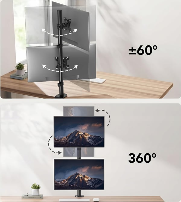 VERTIKAL bordbeslag til 2 skærme 13-32" VESA 75 100 Vertikal justerbar