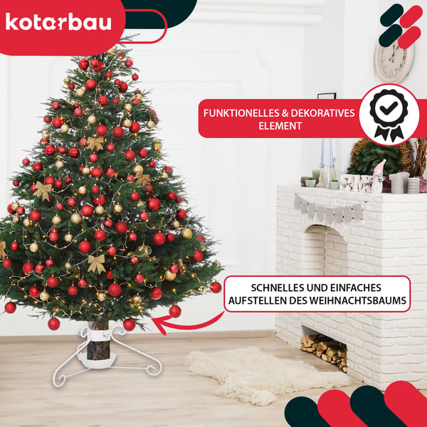 KOTARBAU® Metaljuletræsfod med vandbeholder, indpakket, dekorativ, hvid, 52 x 23 cm
