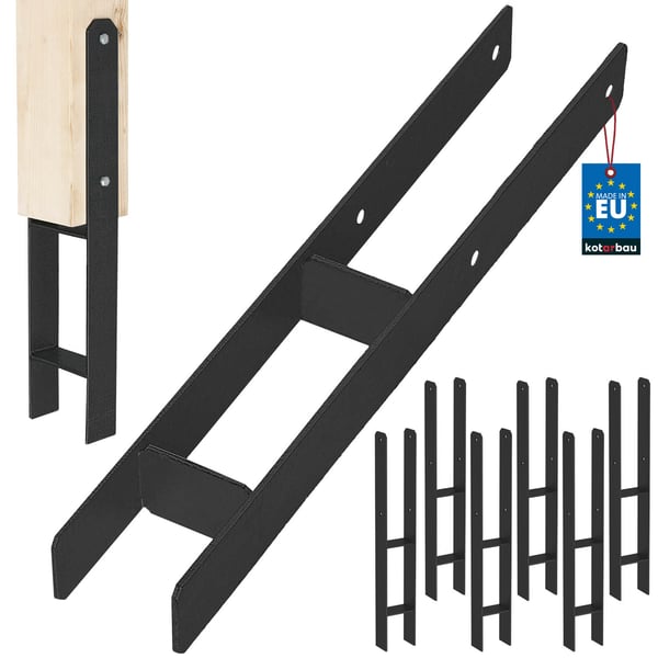 KOTARBAU® H-søjlefod til vægmontering, anker, sort galvaniseret stål, 80 mm, sæt med 6