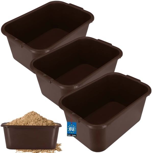 KOTARBAU® Rektangulär trädgårdscontainer Murbrukscontainer 45 l brun 3-pack
