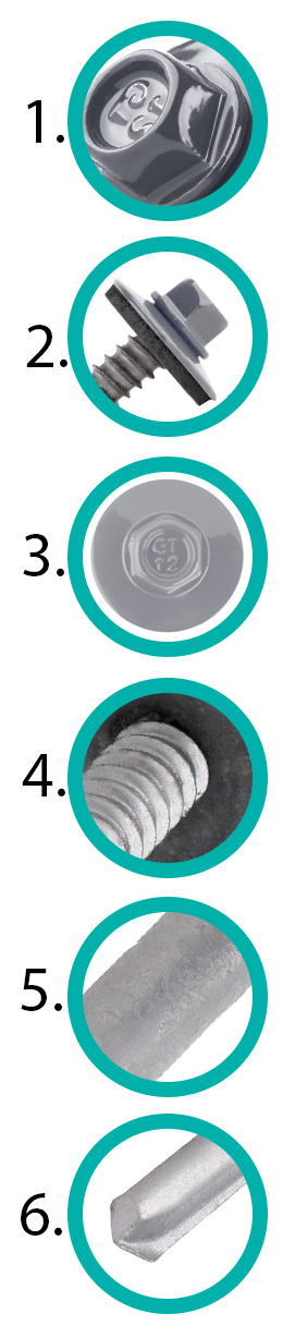 GTR12 SP A19 skruer 5,5/6,3x130mm RAL 9006